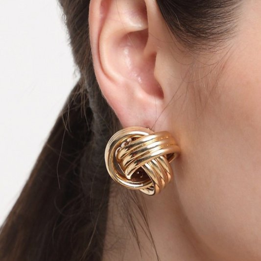 Classic Twisted Knot Gold Stud Earrings for Effortless Elegance