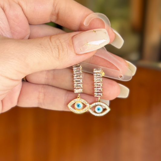 Women Dangle long Drop Cartilage Small Evil Eye Dangling Earrings