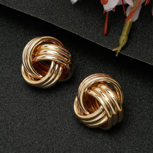 Classic Twisted Knot Gold Stud Earrings for Effortless Elegance