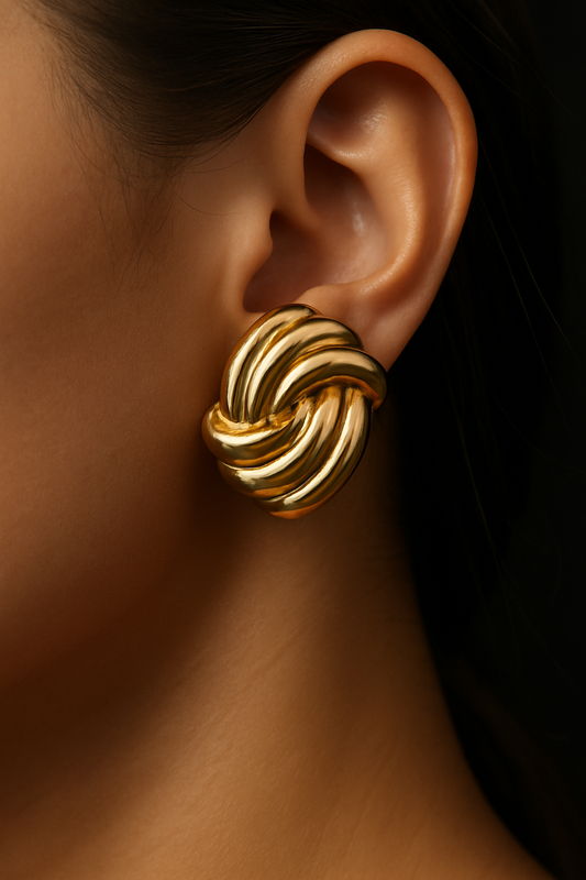 Textured Gold Swirl Stud Earrings
