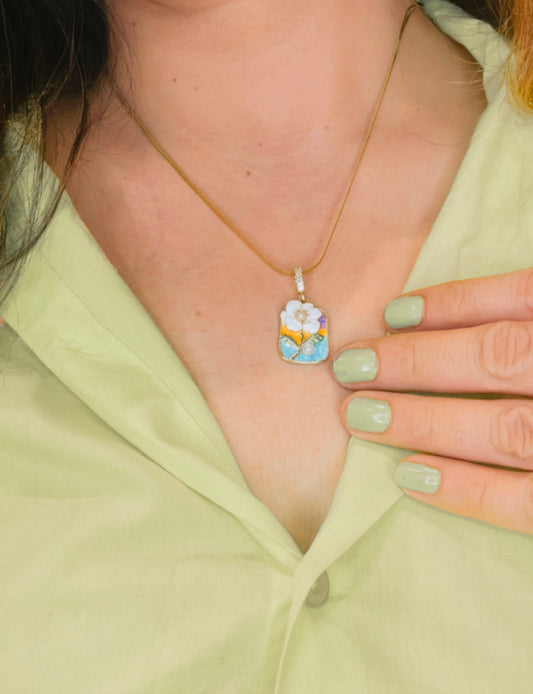 Alex Sepkus Enamel & Diamond Floral Pendant