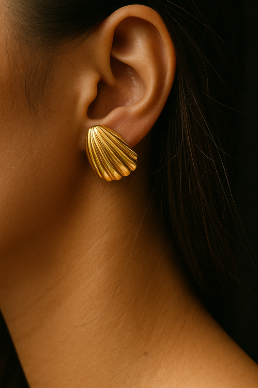Golden Seashell Ripple Earrings