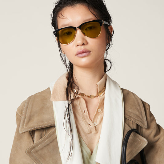 Golden Miu Miu Emblem Chain Necklace