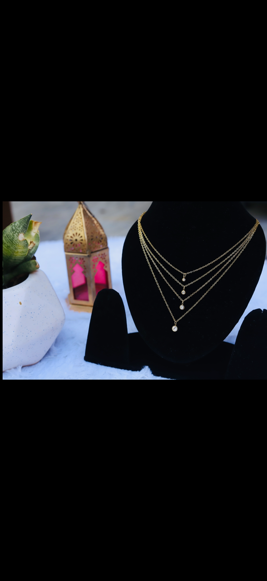 Golden Hour Elegance: Layered Pearl Drop Necklace