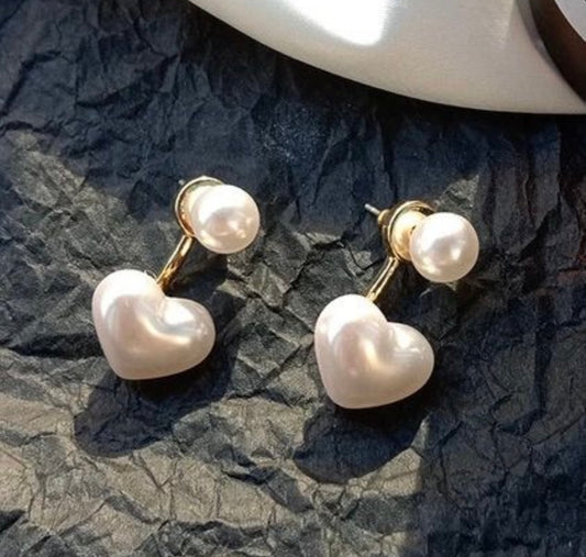 Modern Romance: Pearl & Heart Dangle Studs