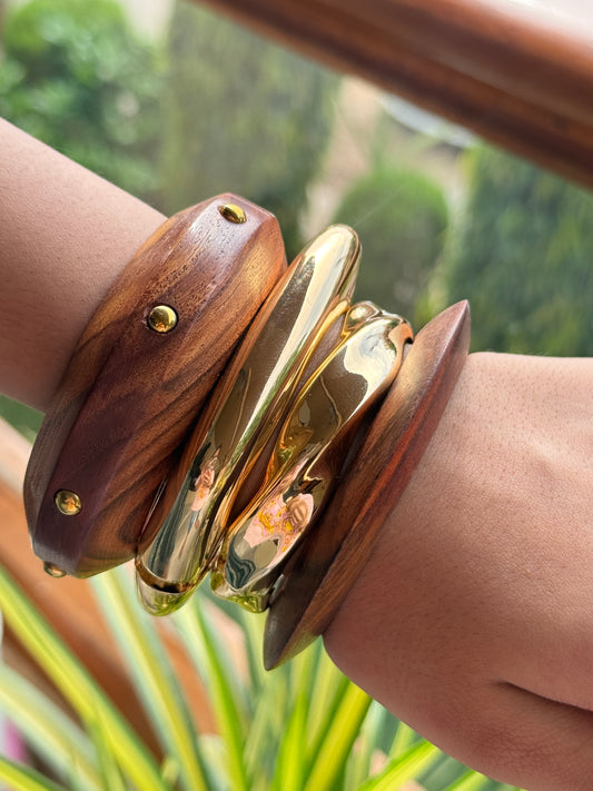 Timeless Wooden Bangles (Combo of 4)