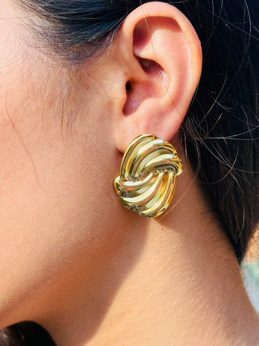 Textured Gold Swirl Stud Earrings