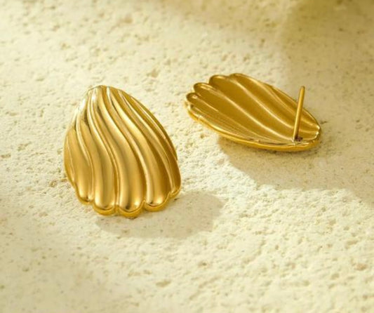 Golden Seashell Ripple Earrings