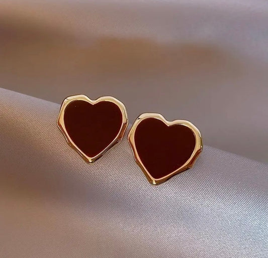 Golden Love Heart Studs