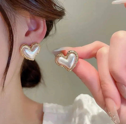 Iridescent Heart Stud Earrings