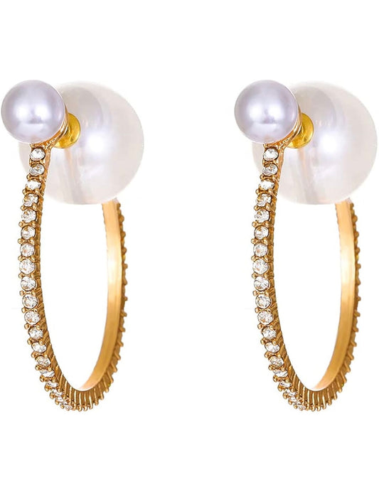 Elegant pearl and crystal hoop earrings