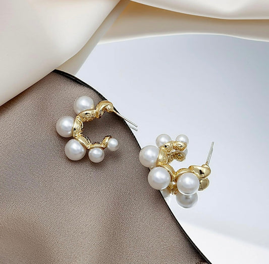 Baroque Pearl Bloom Hoops