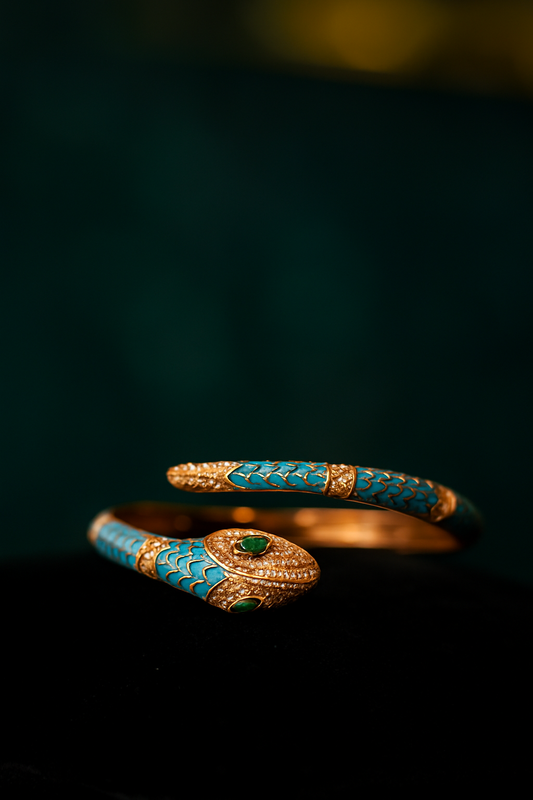 Emerald Serpent Enamel Bangle