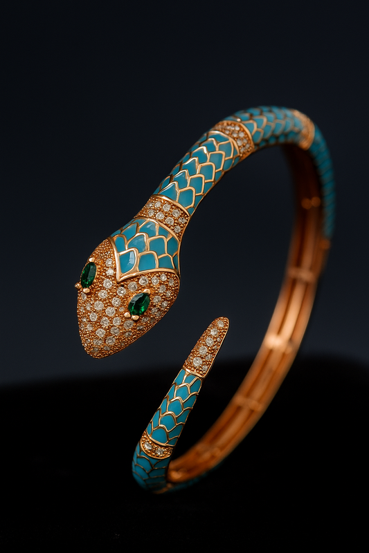 Emerald Serpent Enamel Bangle
