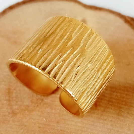 Textured gold toned wide ring