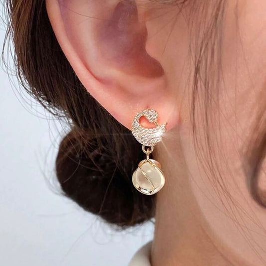 Elegant Swan-Inspired Crystal Drop Earrings