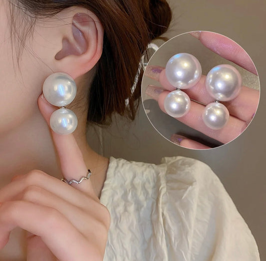 Statement Glossy Dome Pearl Stud Earrings