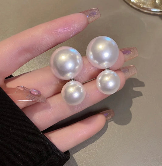 Statement Glossy Dome Pearl Stud Earrings