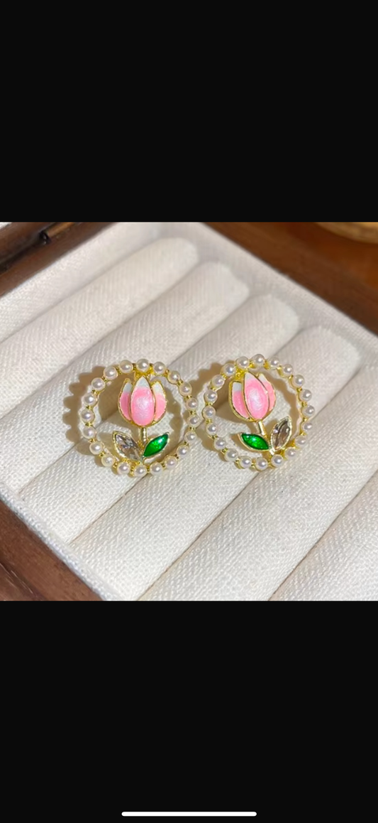 Pearl Bloom Lotus Stud Earrings