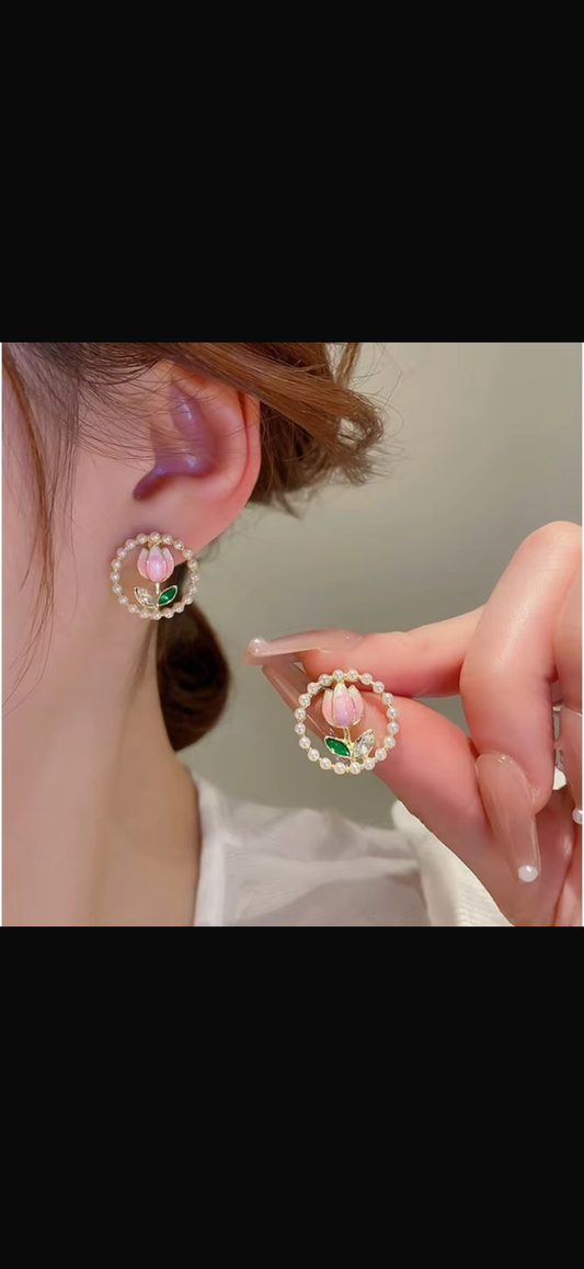 Pearl Bloom Lotus Stud Earrings