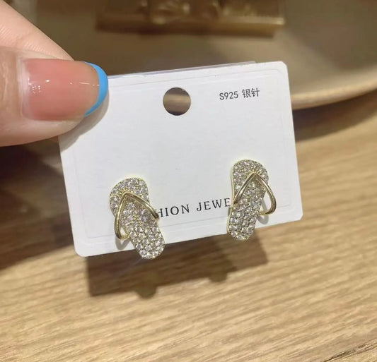 Sparkling Flip-Flop Stud Earrings