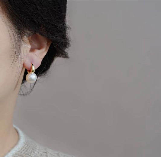 Classic Gold-Plated Pearl Drop Hoops