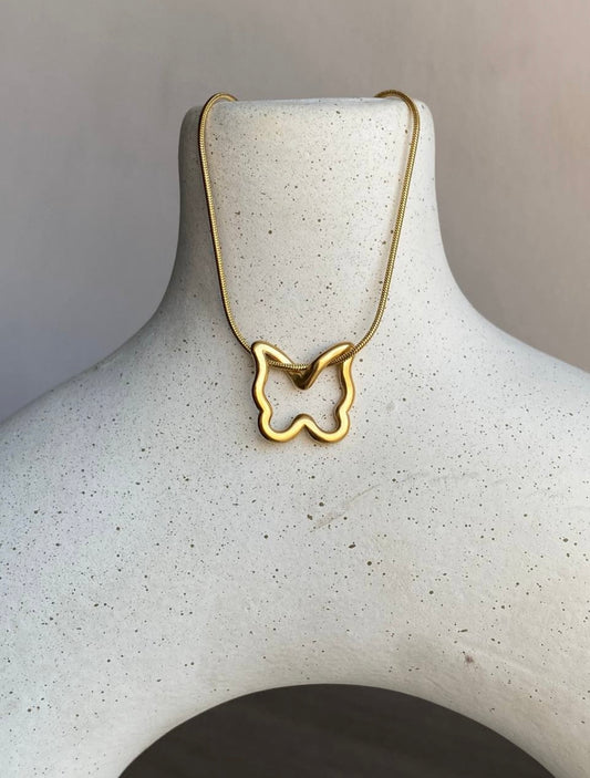 Golden Butterfly Silhouette Necklace