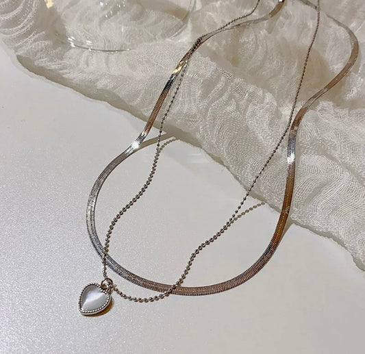 Layered Heart Pendant Necklace