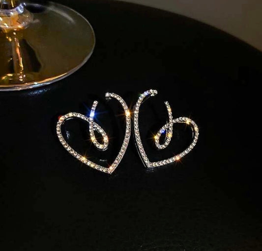 Crystal Heart Outline Earrings