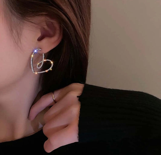 Crystal Heart Outline Earrings