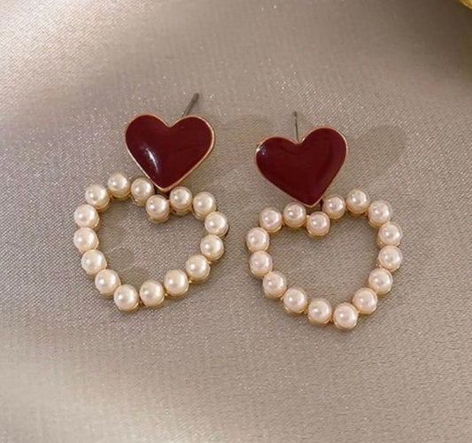 Heart & Pearl Earrings