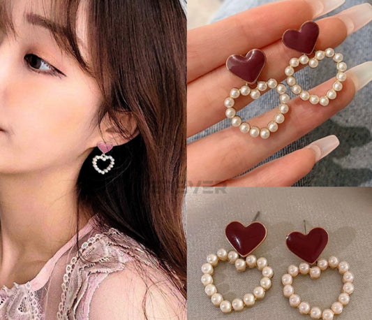 Heart & Pearl Earrings