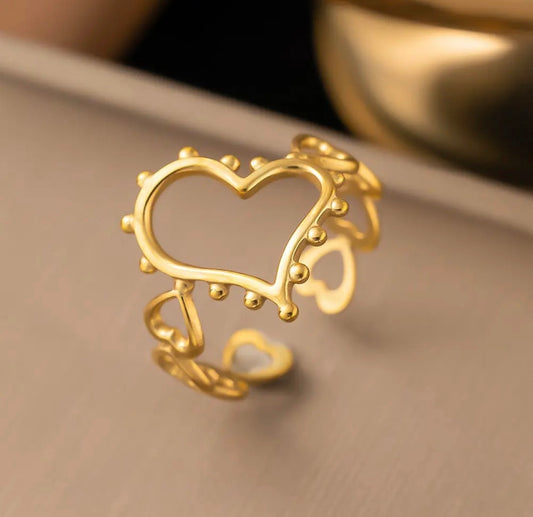 Open Heart Adjustable Ring