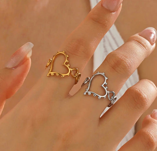 Open Heart Adjustable Ring