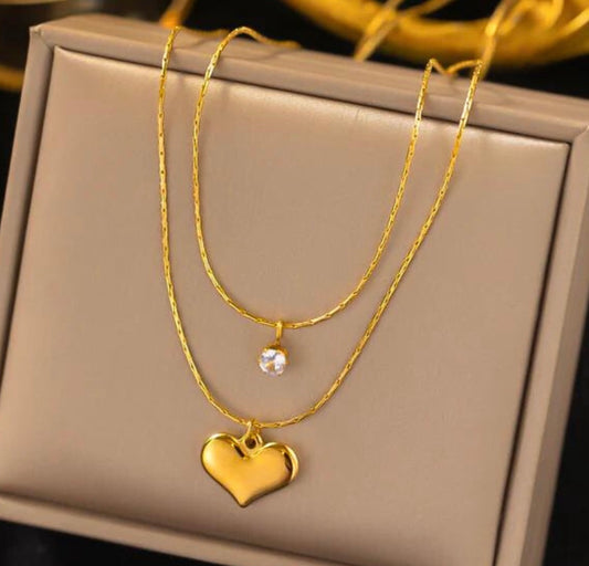 Golden Layered Heart Necklace