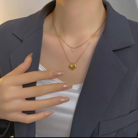 Golden Layered Heart Necklace