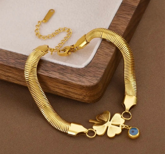 Clover & Evil Eye Charm Bracelet