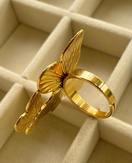 Golden butterfly Duo Ring