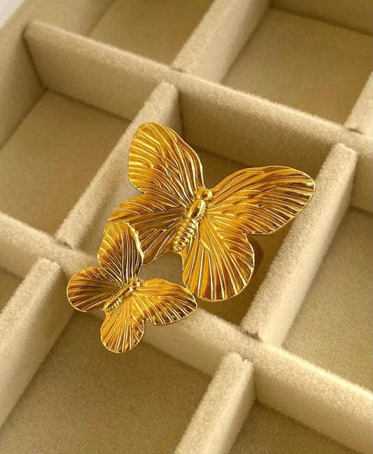Golden butterfly Duo Ring