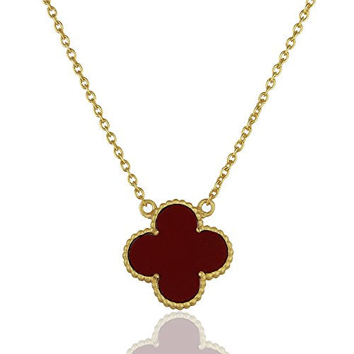 18k Gold-Plated Brown Clover Pendant Necklace