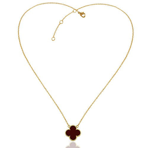 18k Gold-Plated Brown Clover Pendant Necklace