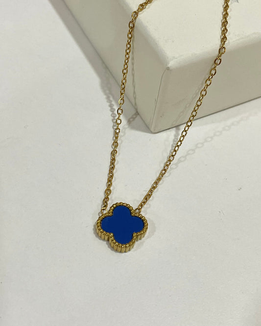 18k-Gold Plated Blue Clover Necklace