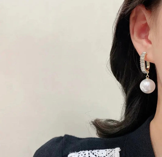 Classic Pearl Drop Earrings with Crystal Accents