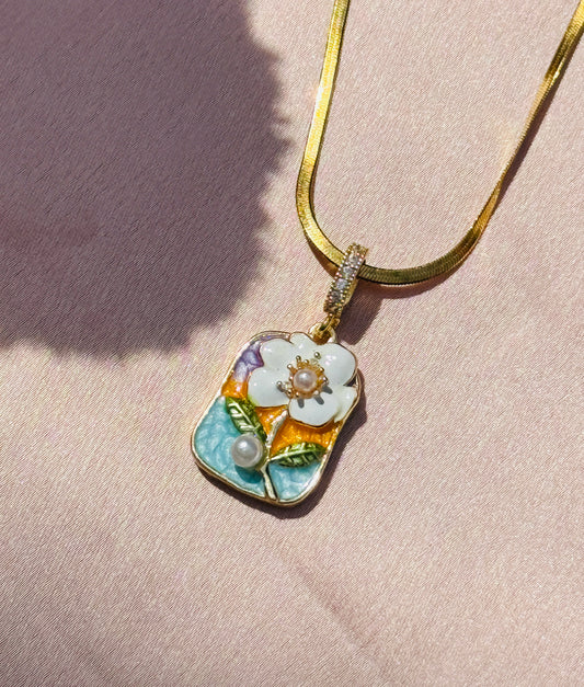 Alex Sepkus Enamel & Diamond Floral Pendant