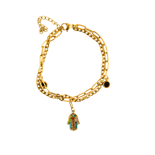 Golden Hamsa Charm Bracelet