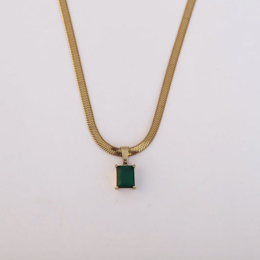 The Emerald Radiance Herringbone Necklace