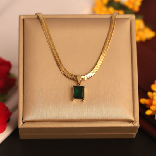 The Emerald Radiance Herringbone Necklace