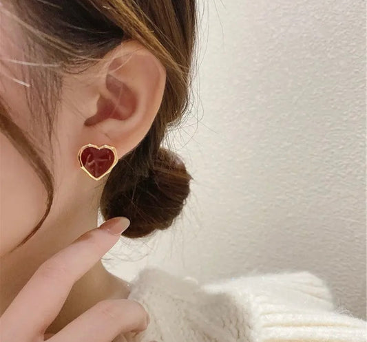 Golden Love Heart Studs