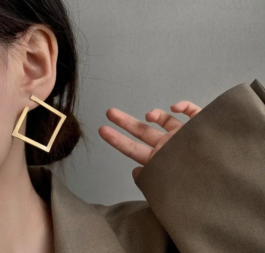 Bold Geometric Square Hoops