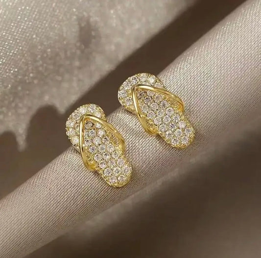 Sparkling Flip-Flop Stud Earrings